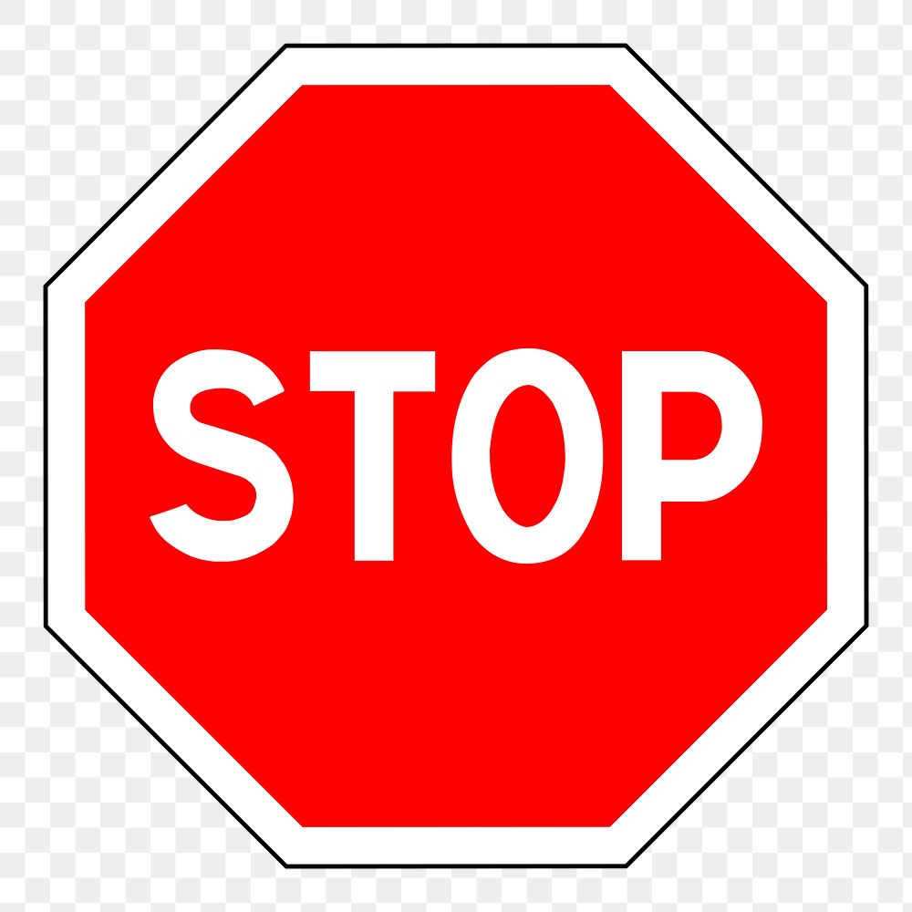 Stop sign png sticker, transparent background. Free public domain CC0 image.