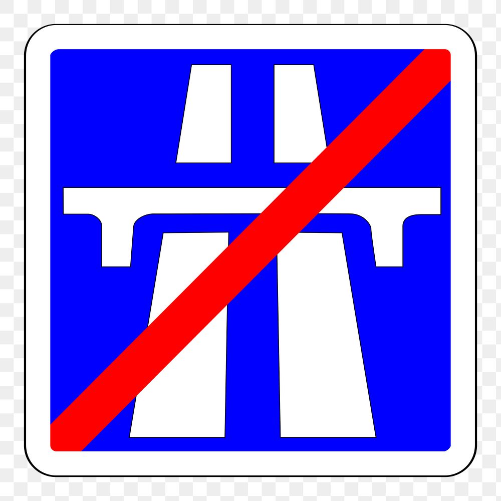 End of motorway sign png sticker, transparent background. Free public domain CC0 image.