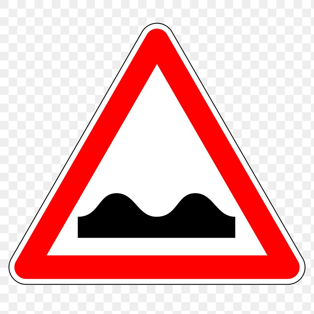 Bumpy road sign png sticker, transparent background. Free public domain CC0 image.