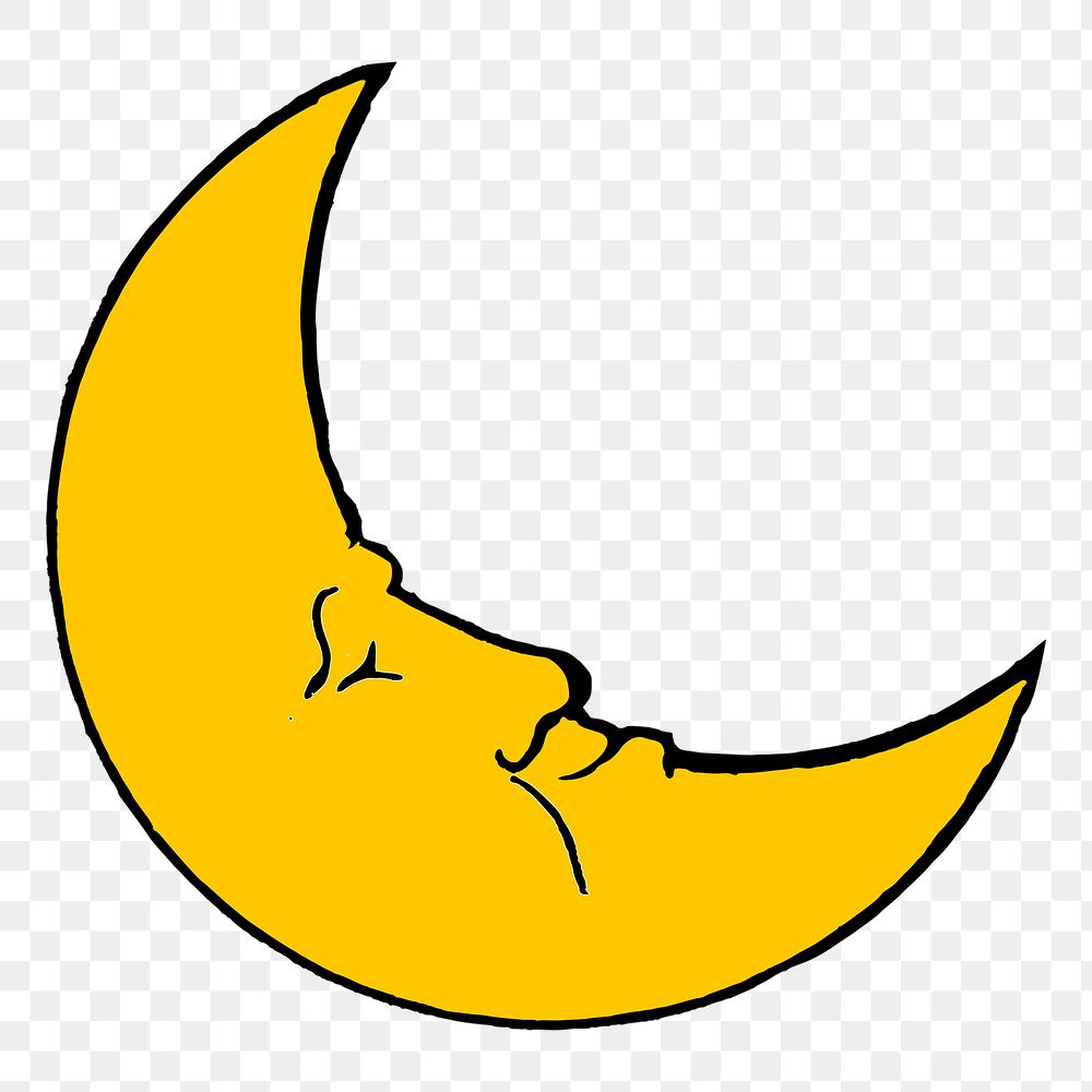 Sleeping moon png sticker, transparent background. Free public domain CC0 image.
