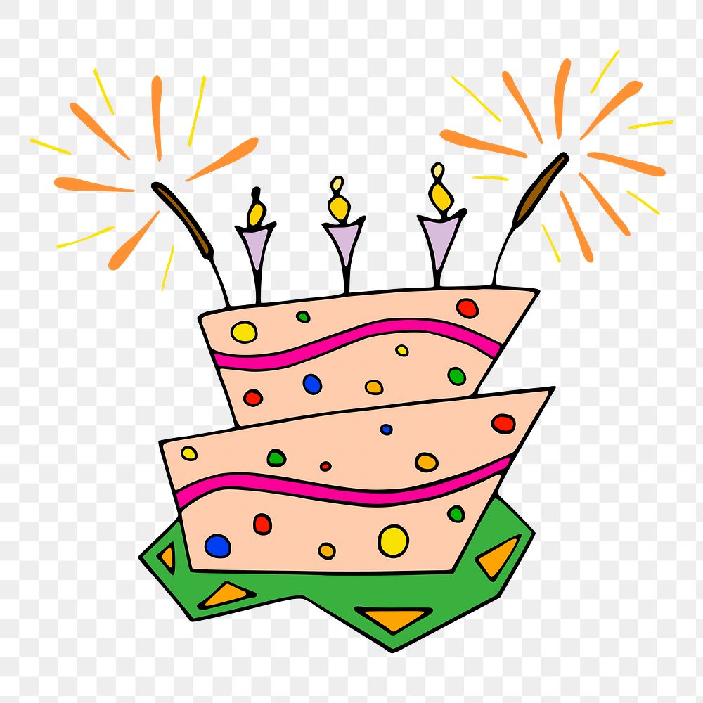 Birthday cake png sticker, transparent background. Free public domain CC0 image.