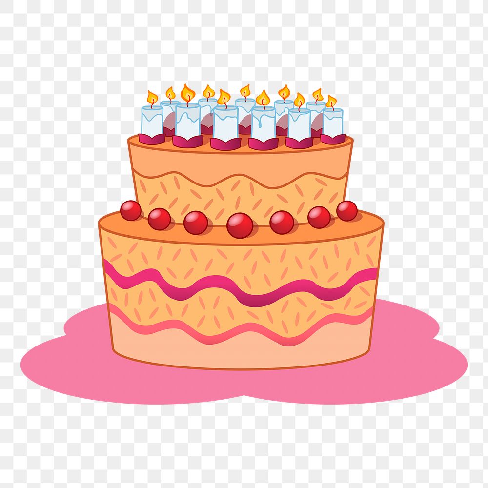 Birthday cake png sticker, transparent background. Free public domain CC0 image.