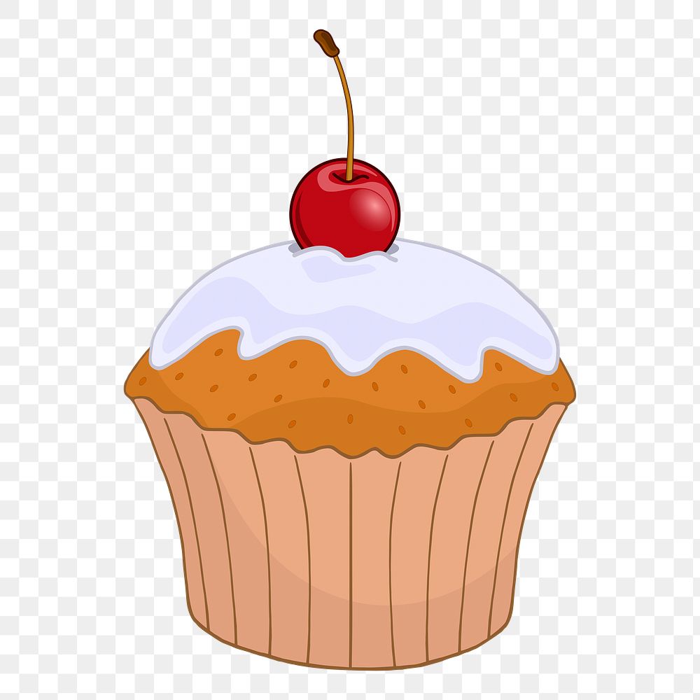 Cherry cupcake png sticker, transparent background. Free public domain CC0 image.