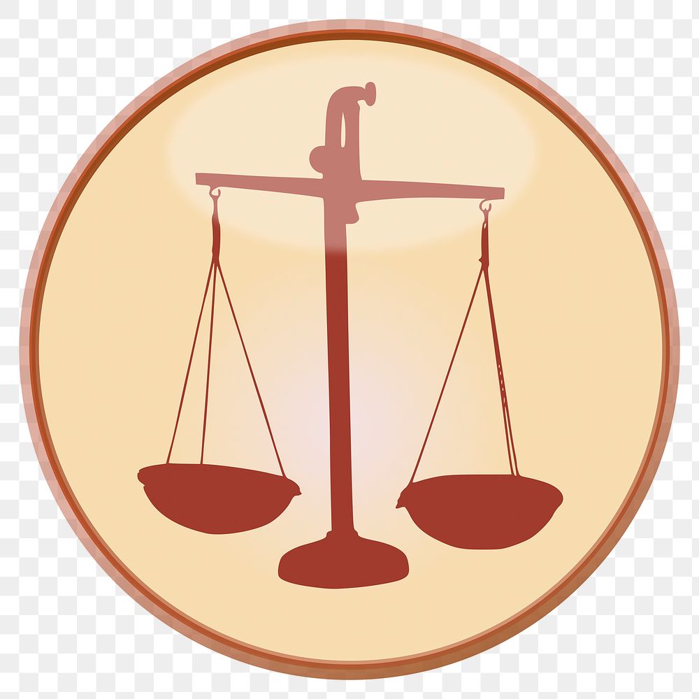 Scales of Justice png sticker, transparent background. Free public domain CC0 image.