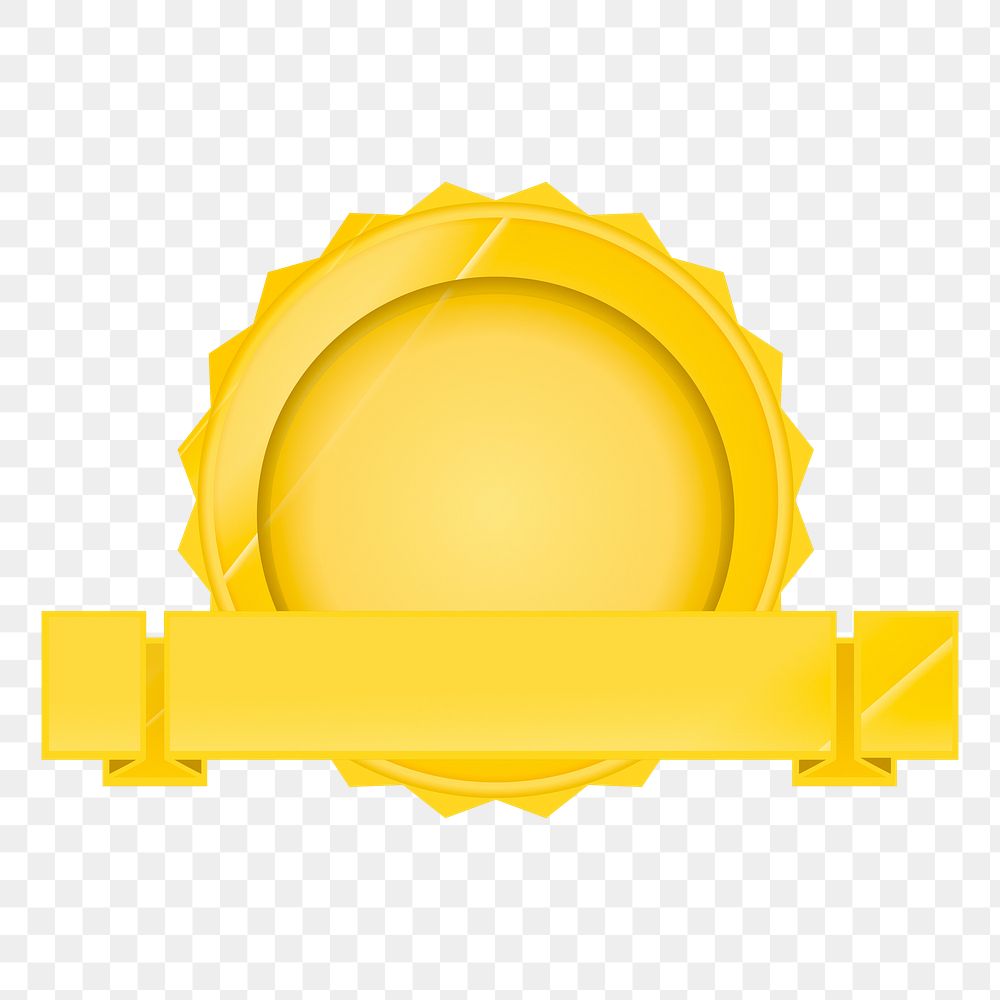 Gold badge png sticker, transparent background. Free public domain CC0 image.