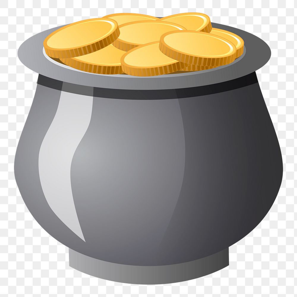 Gold pot png sticker, transparent background. Free public domain CC0 image.