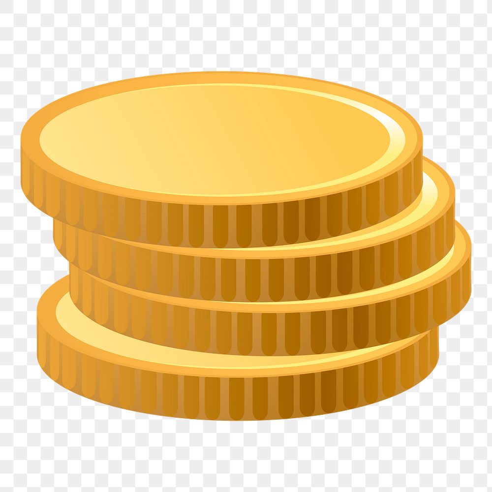 Gold coins png sticker, transparent background. Free public domain CC0 image.