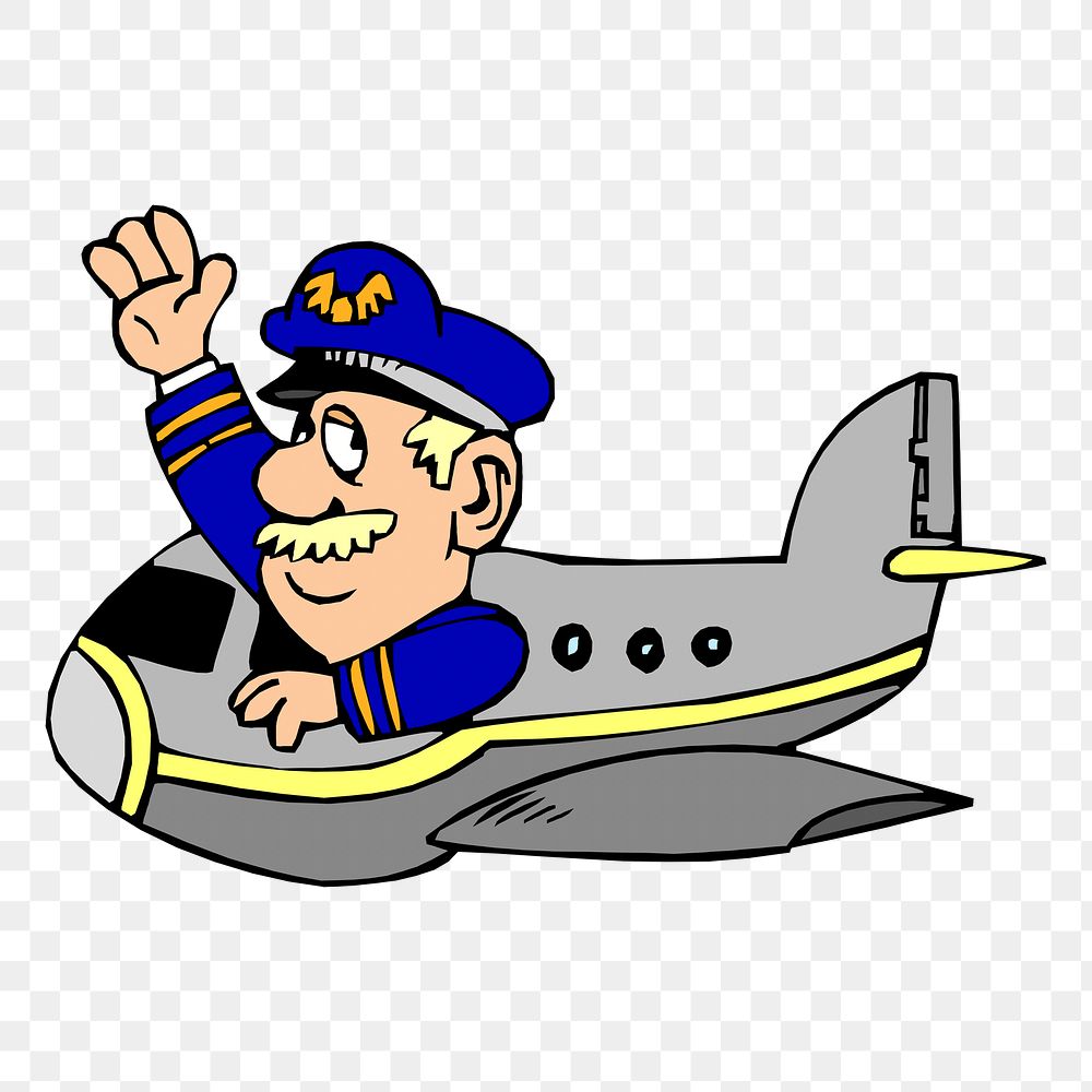 Pilot cartoon png sticker, transparent background. Free public domain CC0 image.