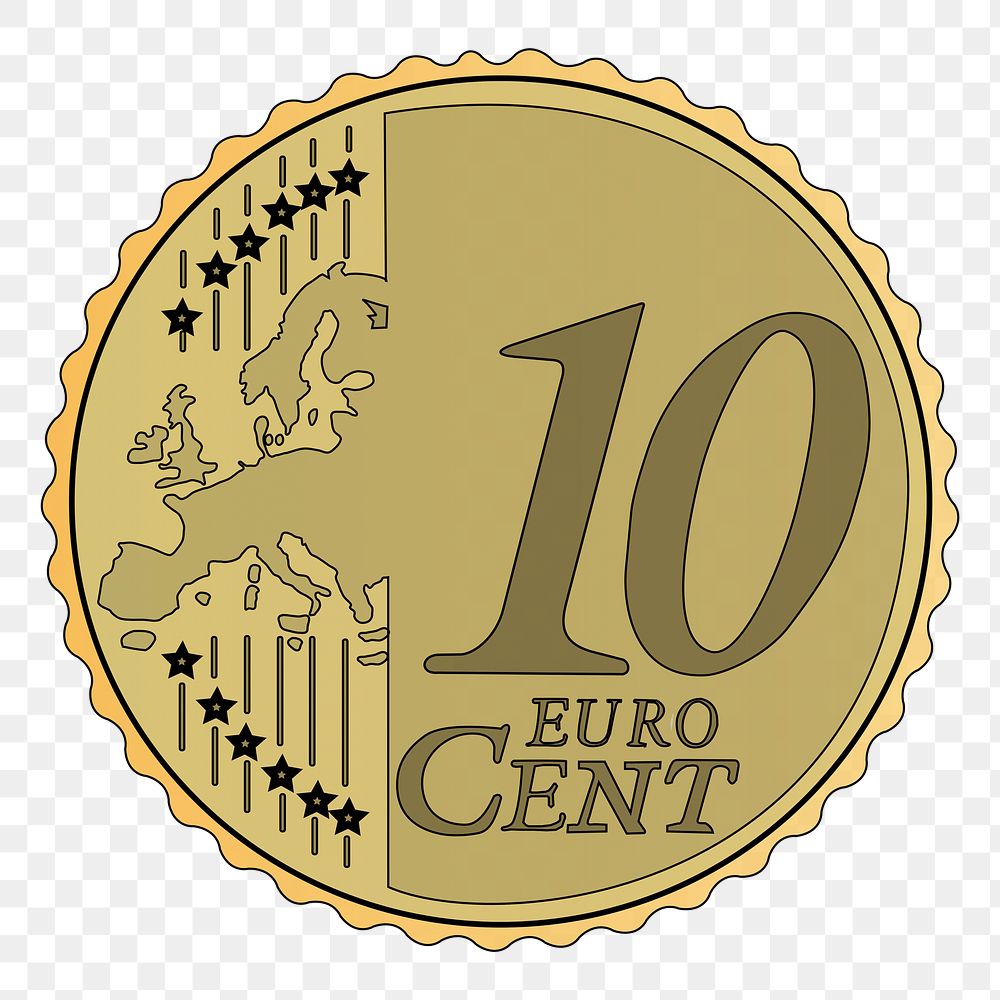 10 Euro cent coin png sticker, transparent background. Free public domain CC0 image.
