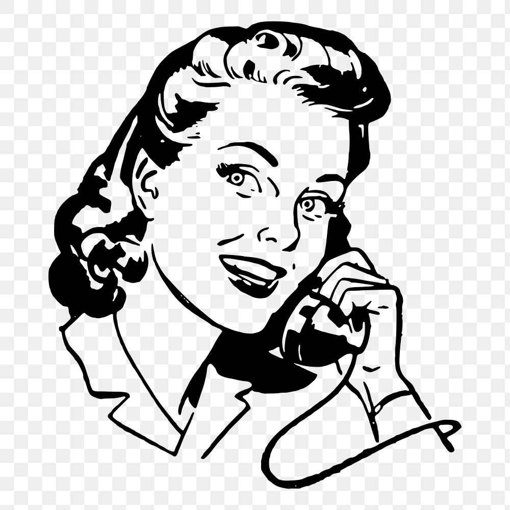 Woman on phone png sticker, transparent background. Free public domain CC0 image.