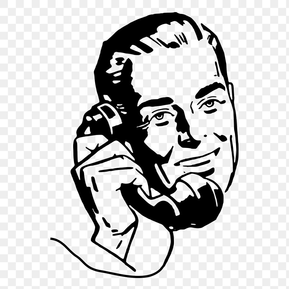 Man on phone png sticker, transparent background. Free public domain CC0 image.