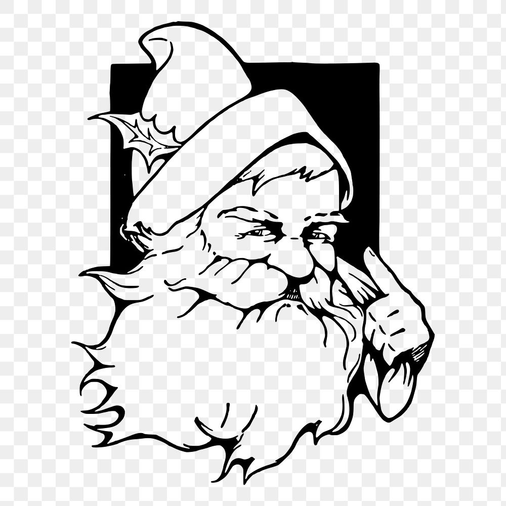 Santa portrait png sticker, transparent background. Free public domain CC0 image.