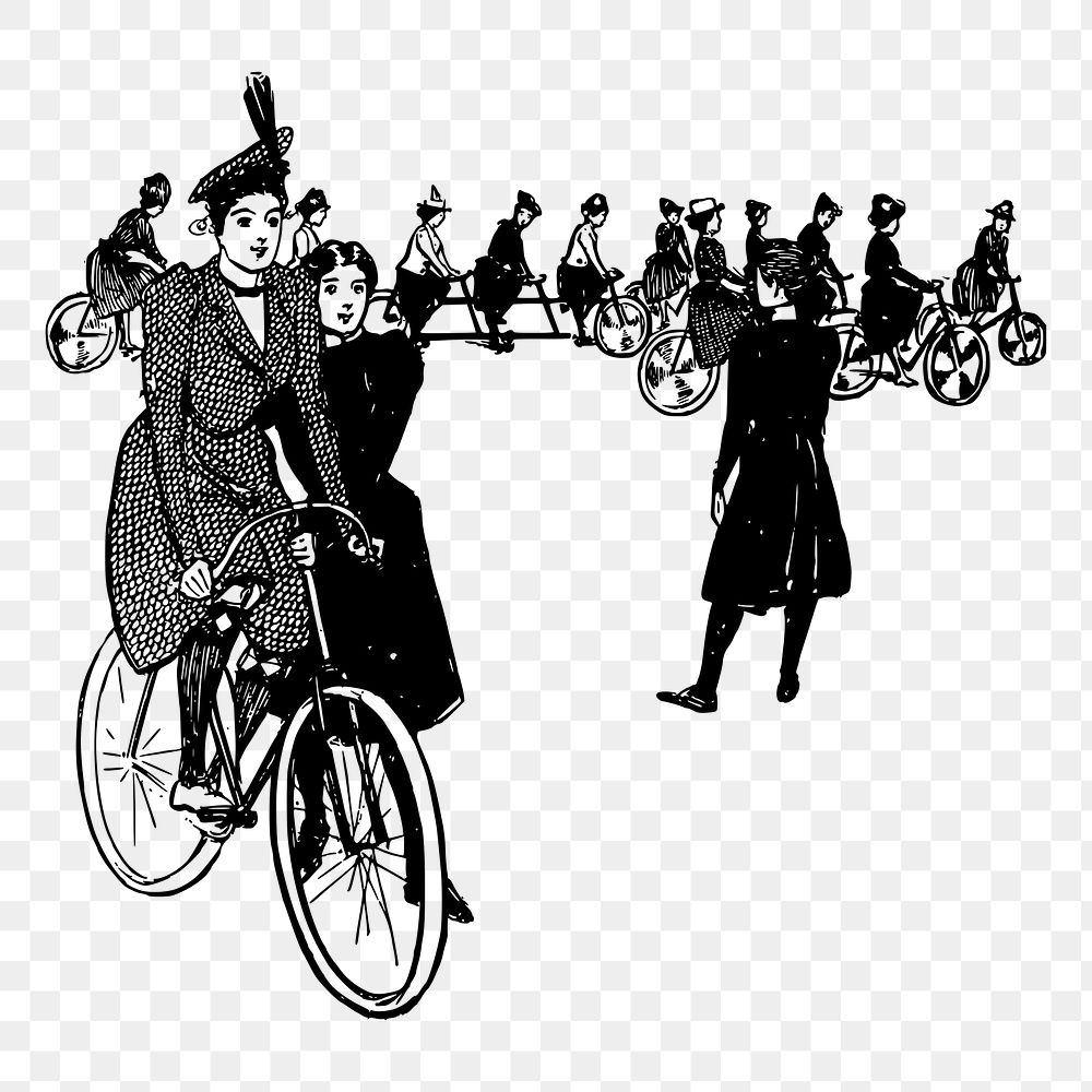 Girls biking school png sticker, transparent background. Free public domain CC0 image.
