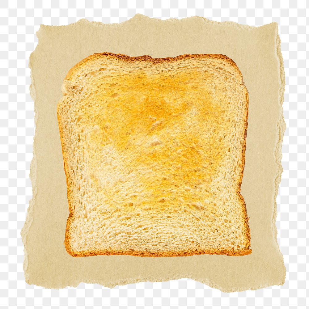 Toast breakfast png sticker, ripped paper, transparent background