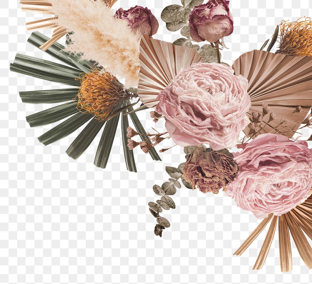 Aesthetic flower png border, transparent background