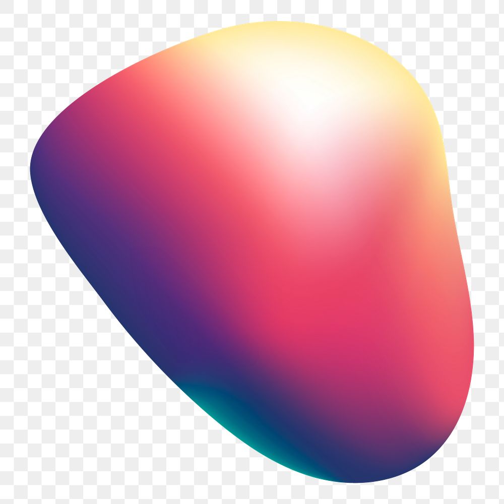 Png 3D blob shape sticker, colorful gradient design, transparent background