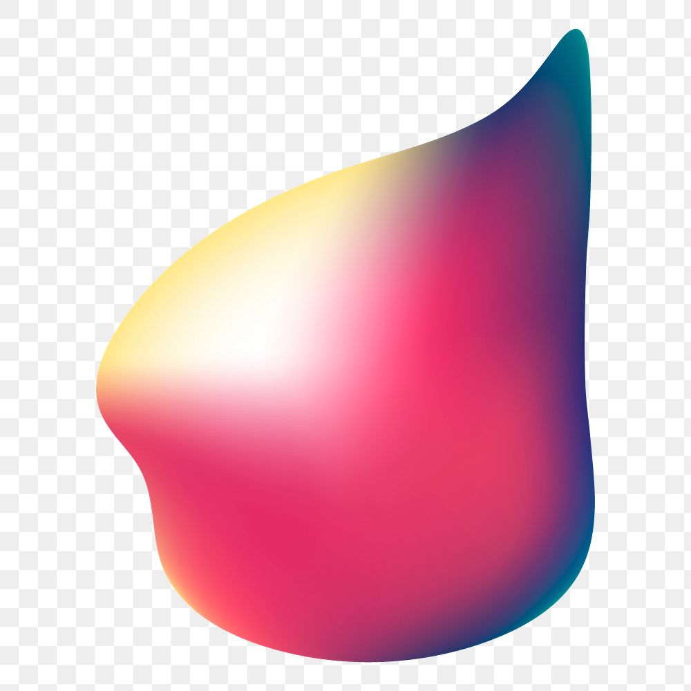 Png 3D blob shape sticker, colorful gradient design, transparent background