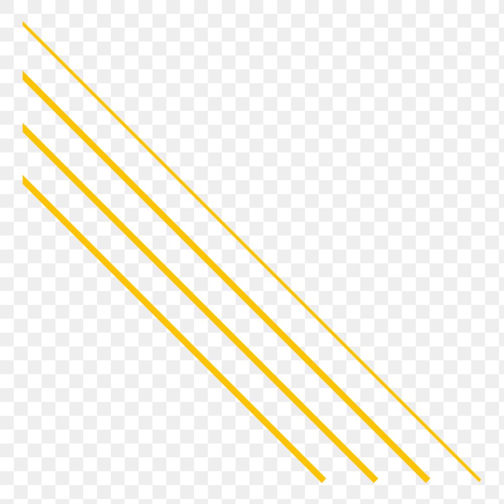 Slanting lines png element, yellow design, transparent background