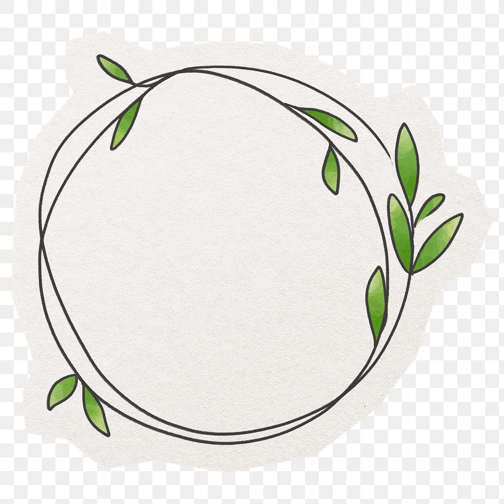 Botanical frame png, doodle sticker, transparent background