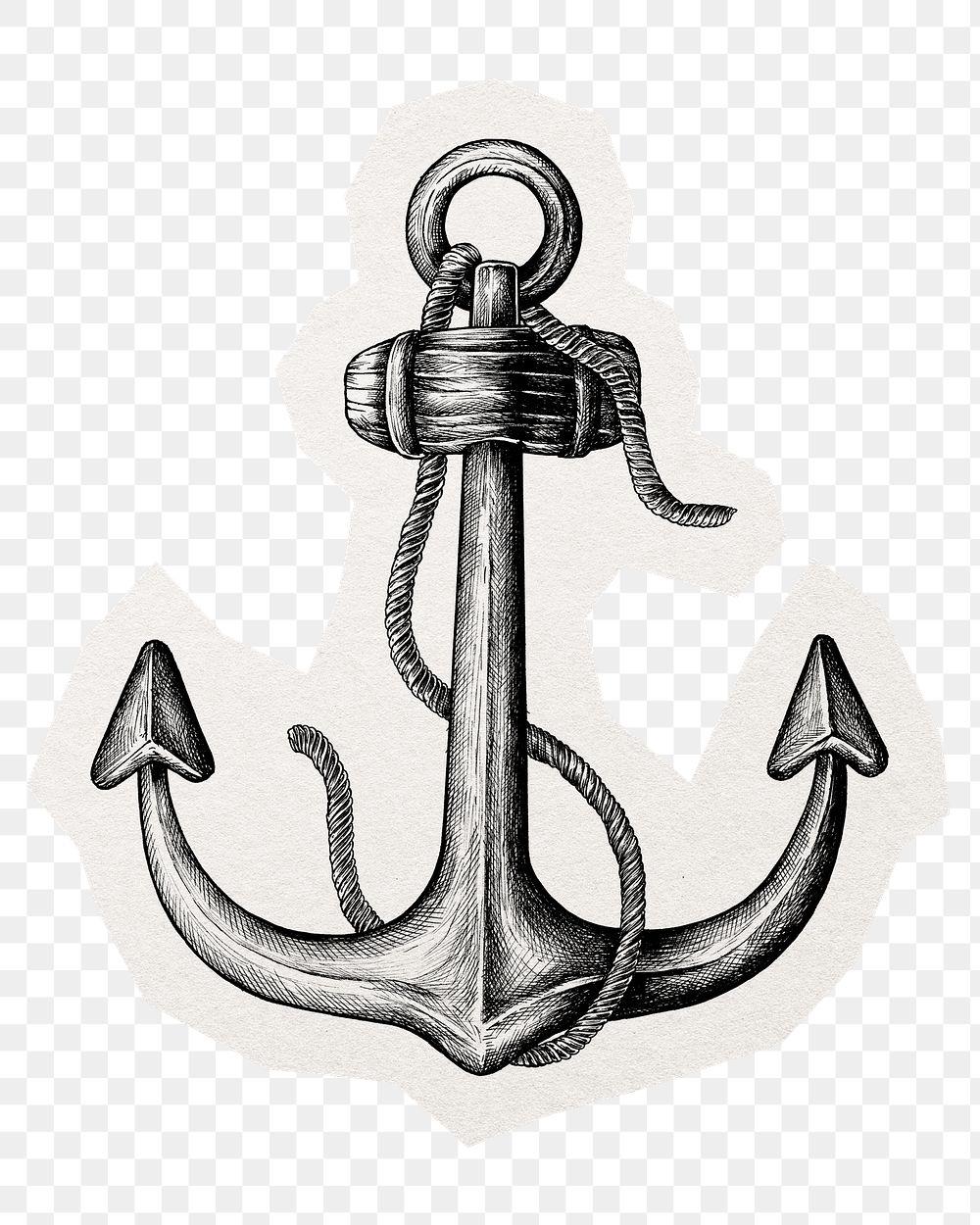 PNG vintage anchor illustration sticker, transparent background