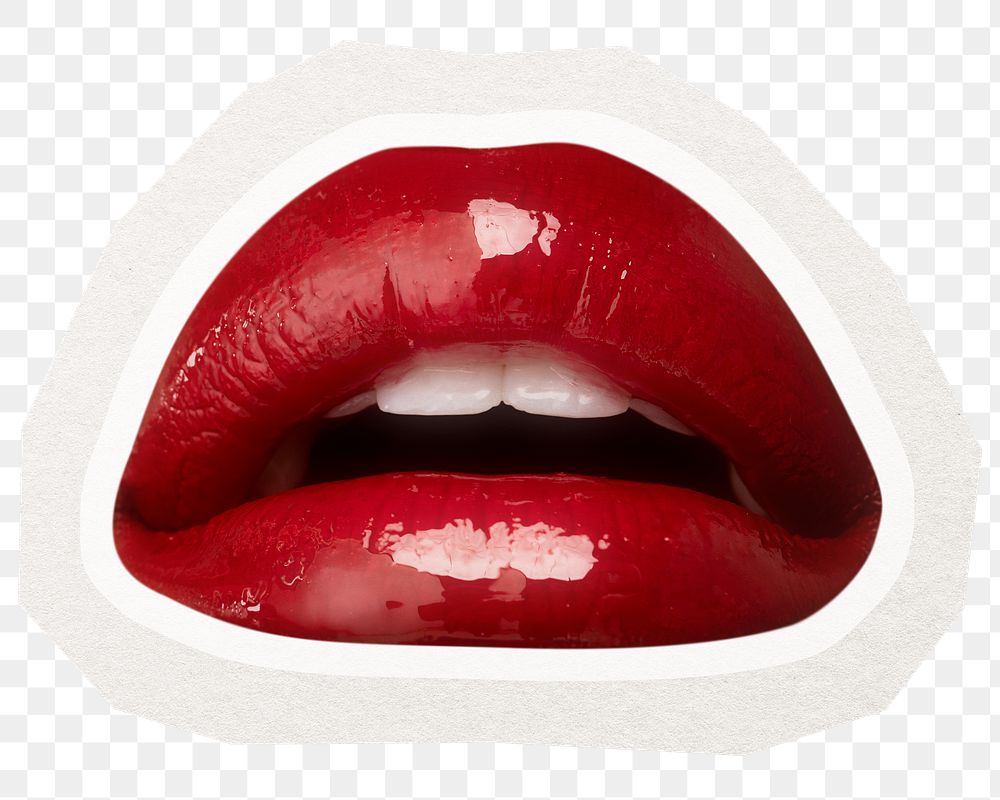 Red lips png collage element sticker, transparent background