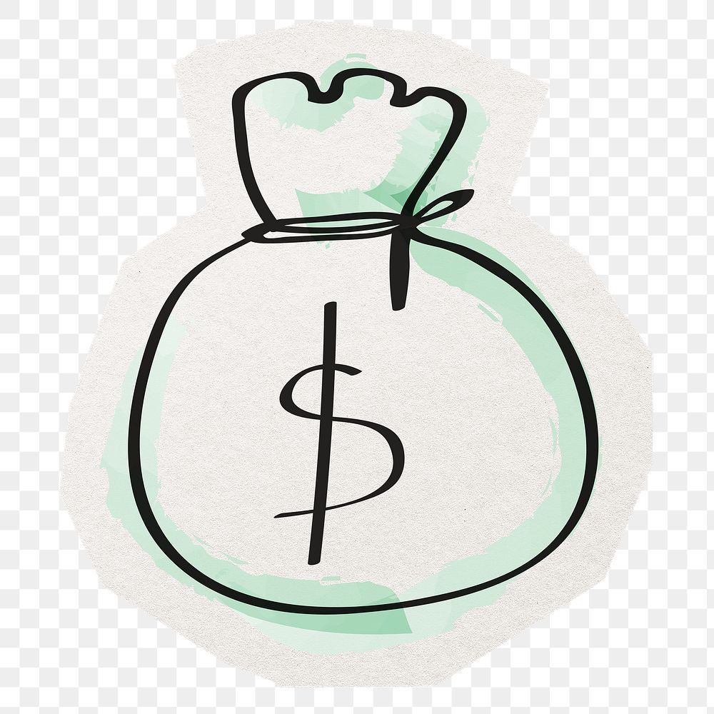 Money bag png digital sticker, collage element in transparent background