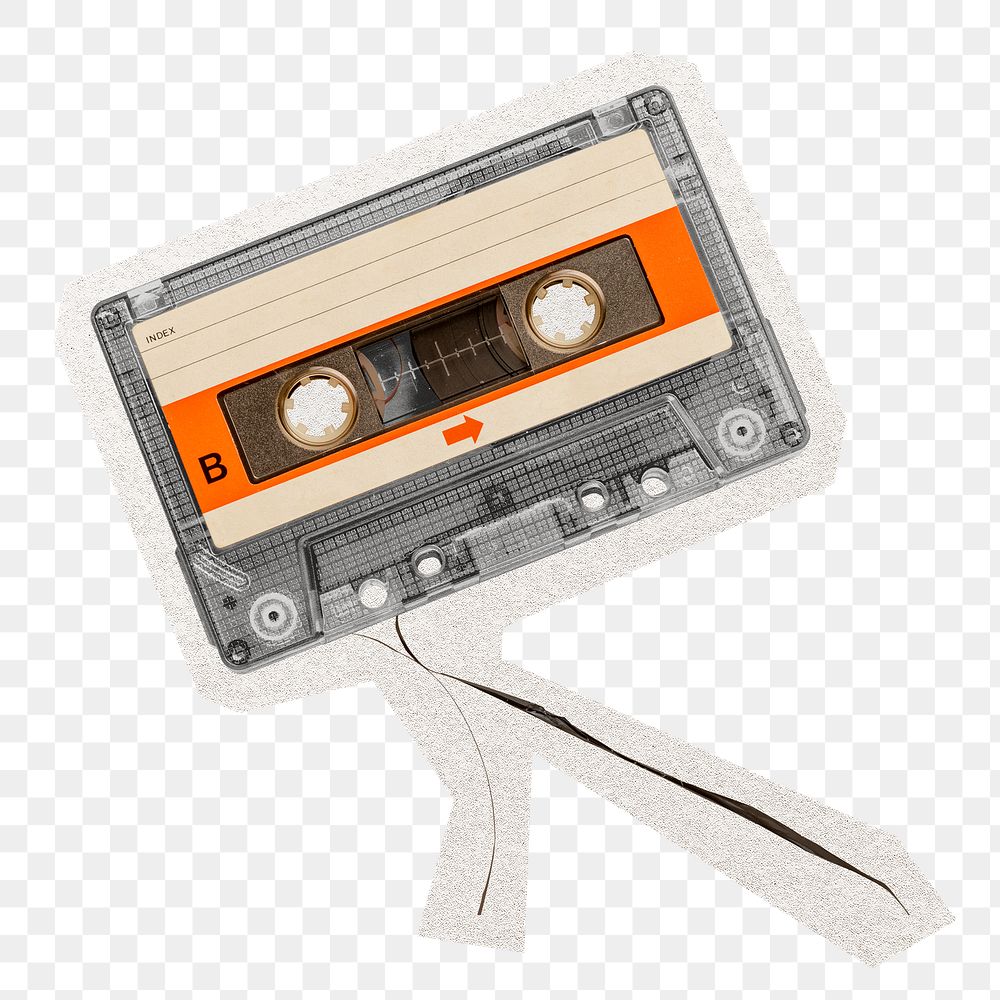Cassette tape png digital sticker, collage element in transparent background