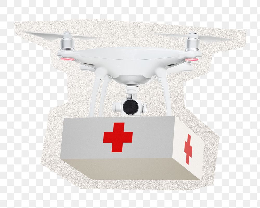 Medical drone png digital sticker, collage element in transparent background