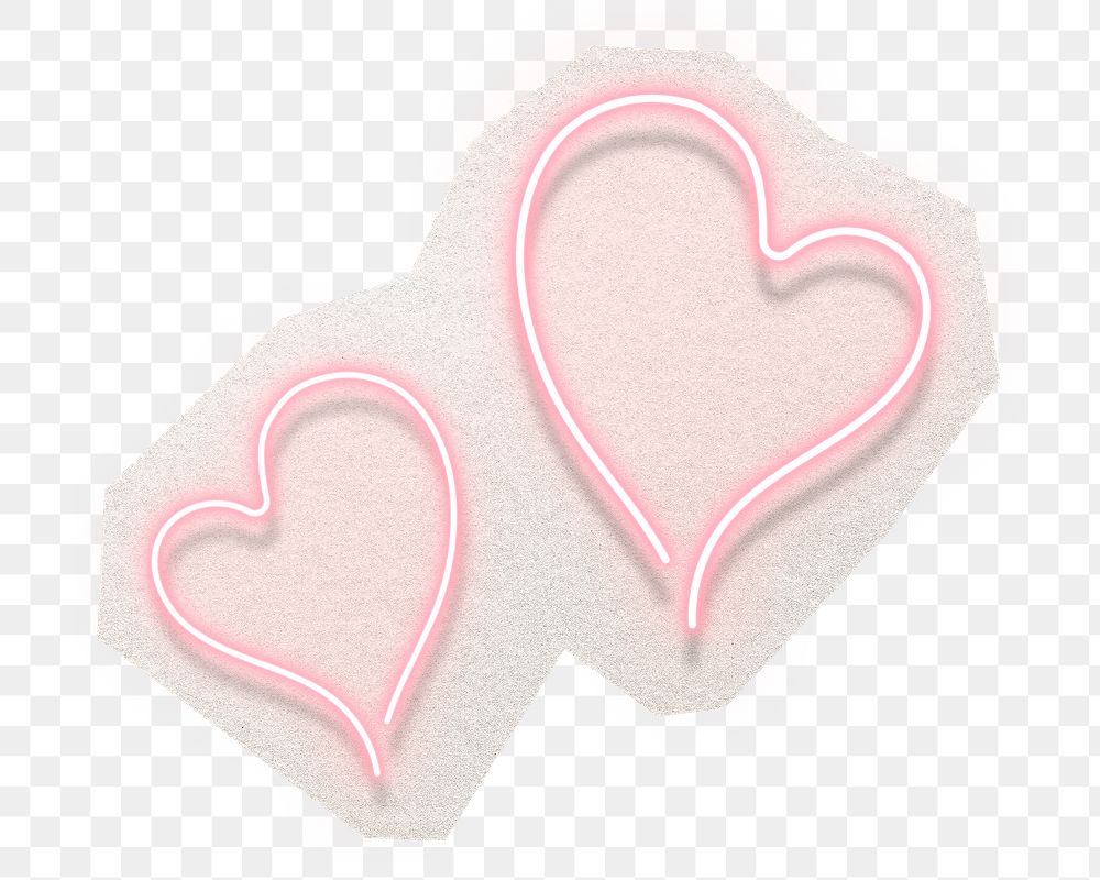 Neon hearts png, love sticker, collage element in transparent background