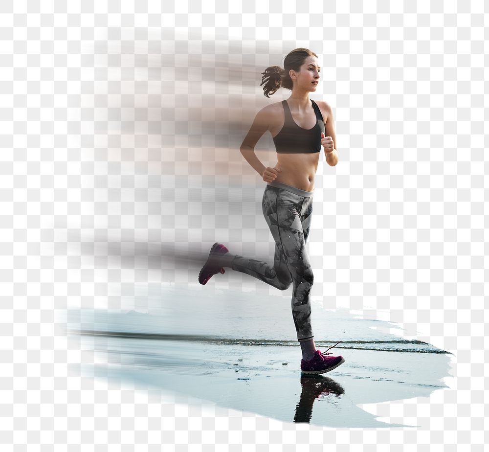 Jogging woman png sticker, transparent background