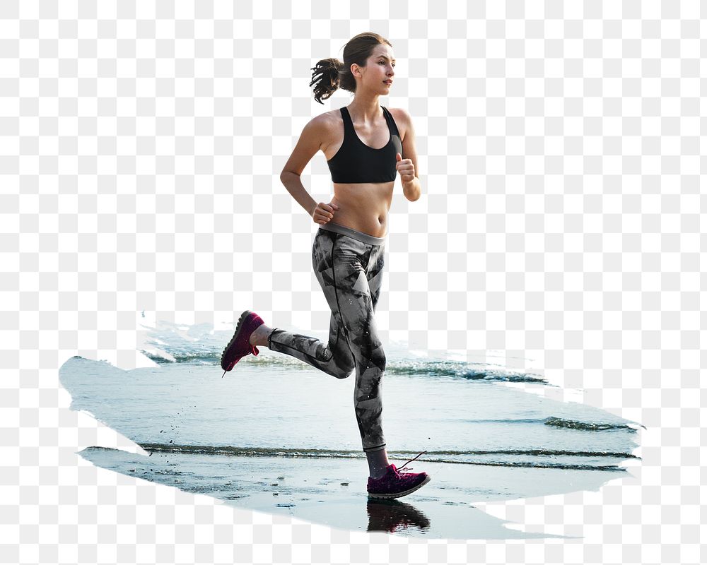 Jogging woman png sticker, transparent background