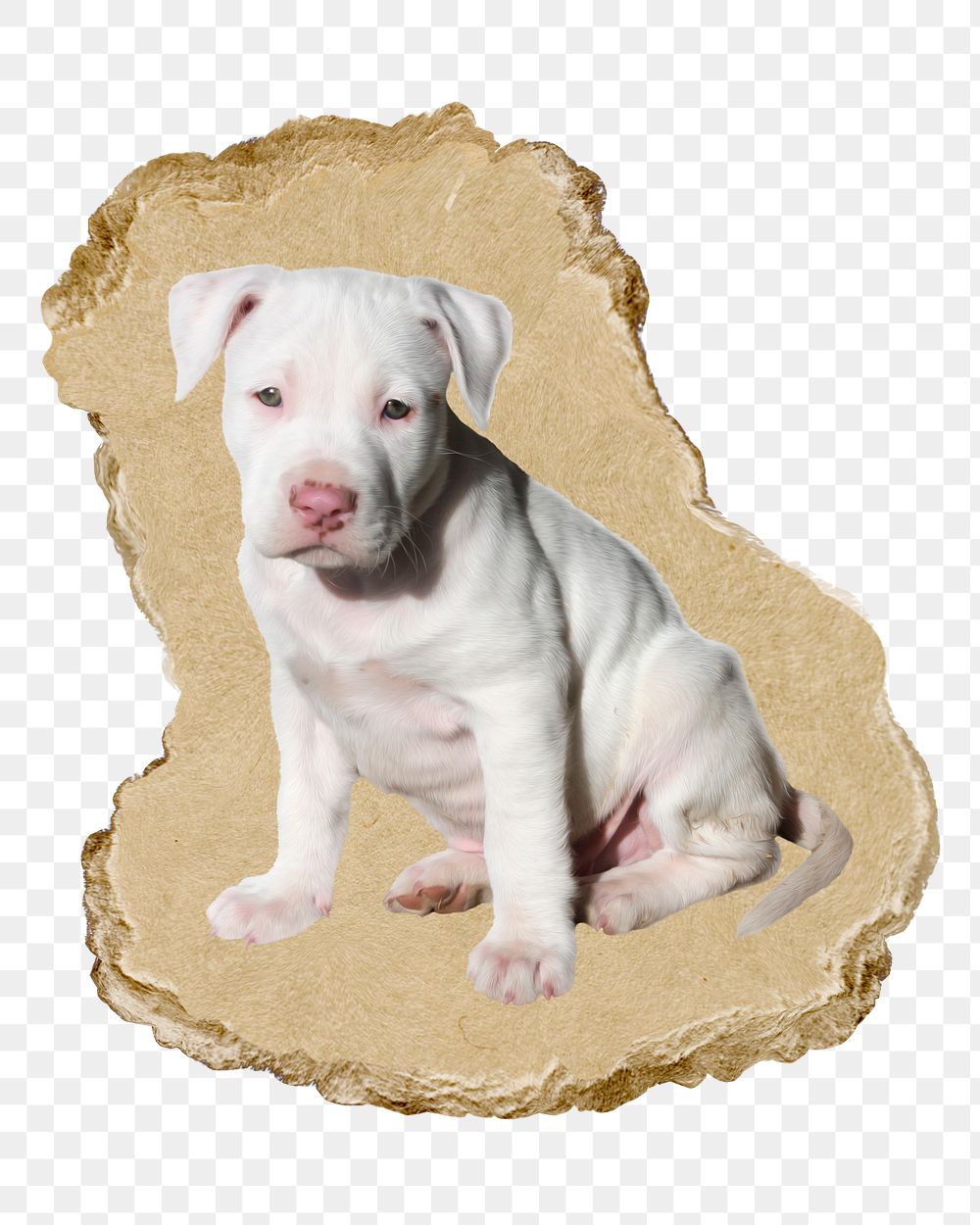 Labrador Retriever puppy png sticker, ripped paper, transparent background
