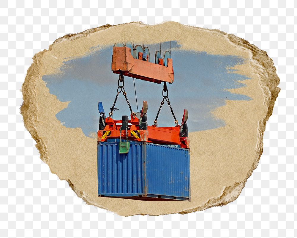 PNG cargo shipping container, collage element, transparent background