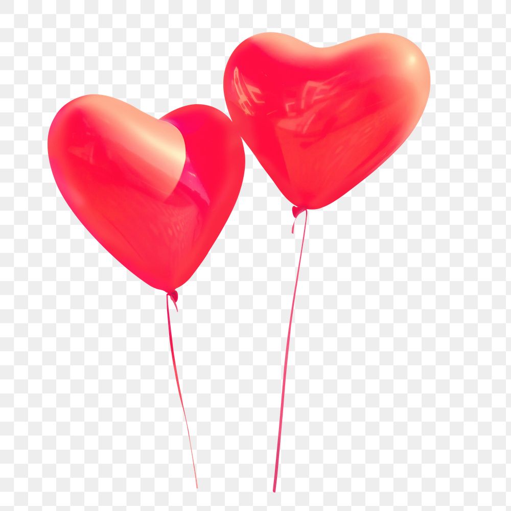 Png Red heart balloons sticker, transparent background