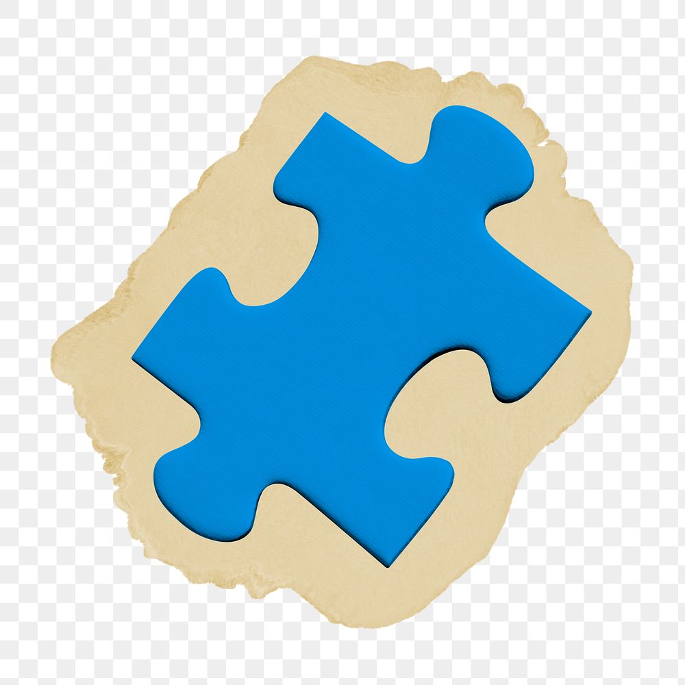 Jigsaw png sticker, ripped paper, transparent background