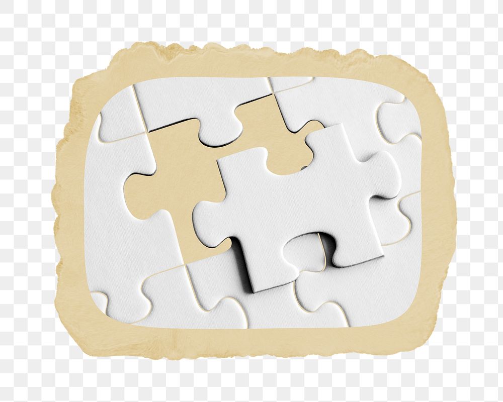 Jigsaw png sticker, ripped paper, transparent background