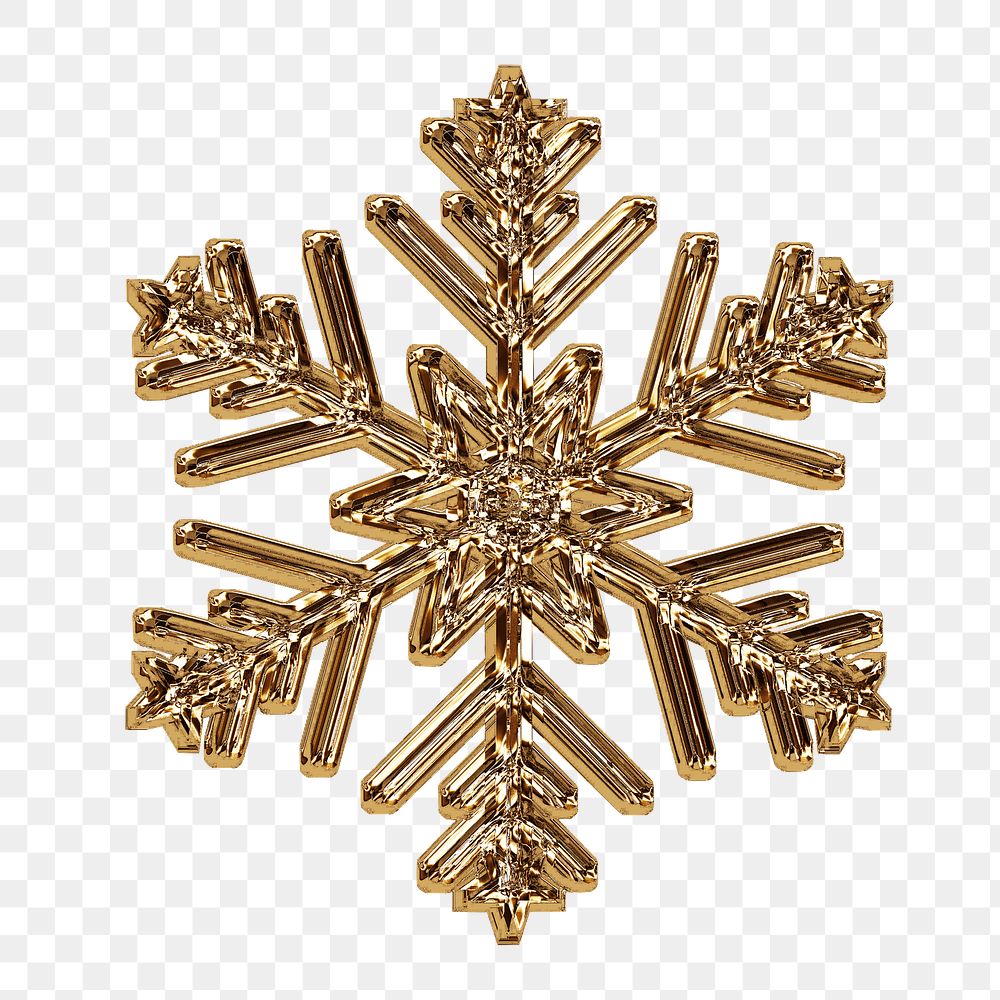Gold snowflake png sticker, Christmas cut out, transparent background