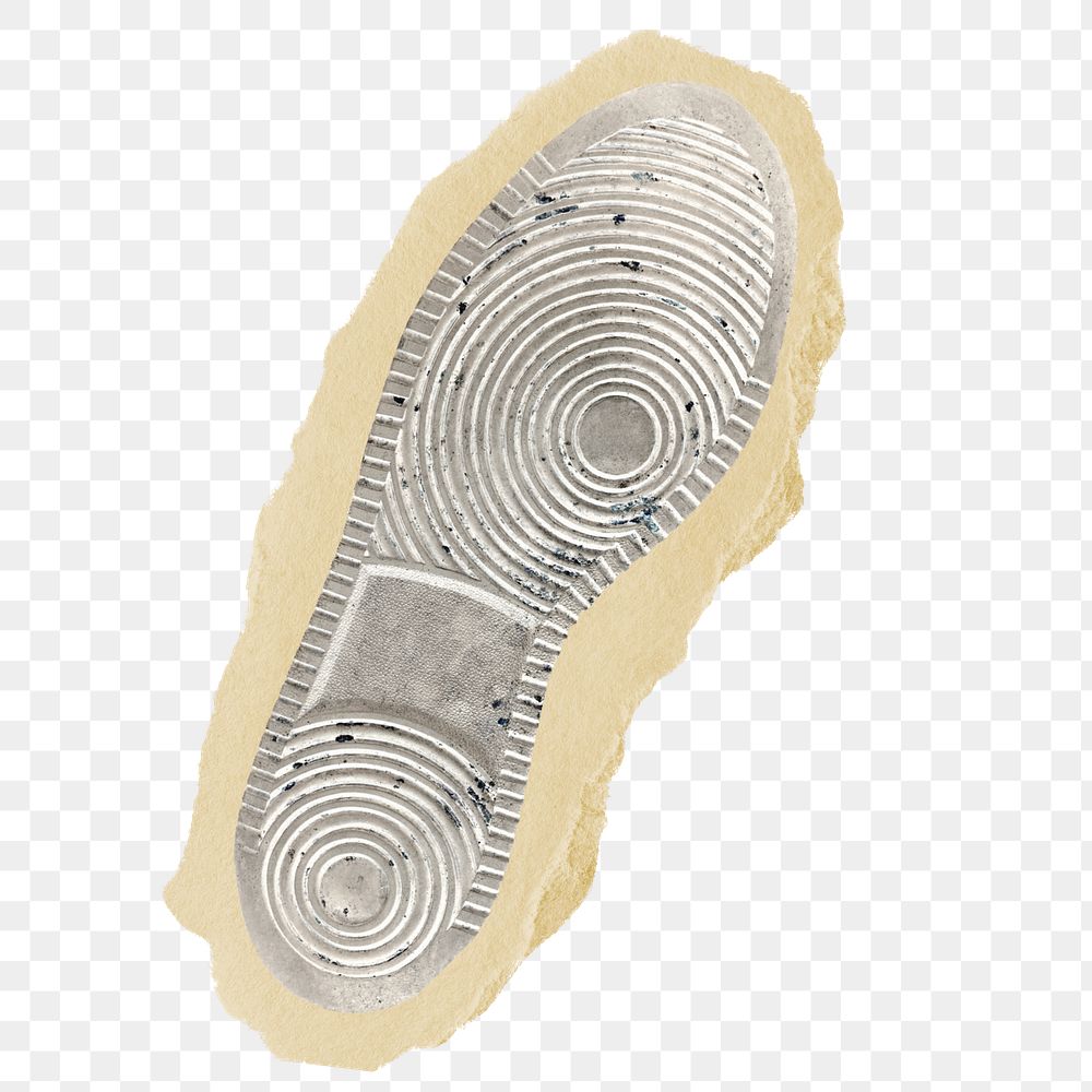 Sneaker footprints png sticker, ripped paper, transparent background