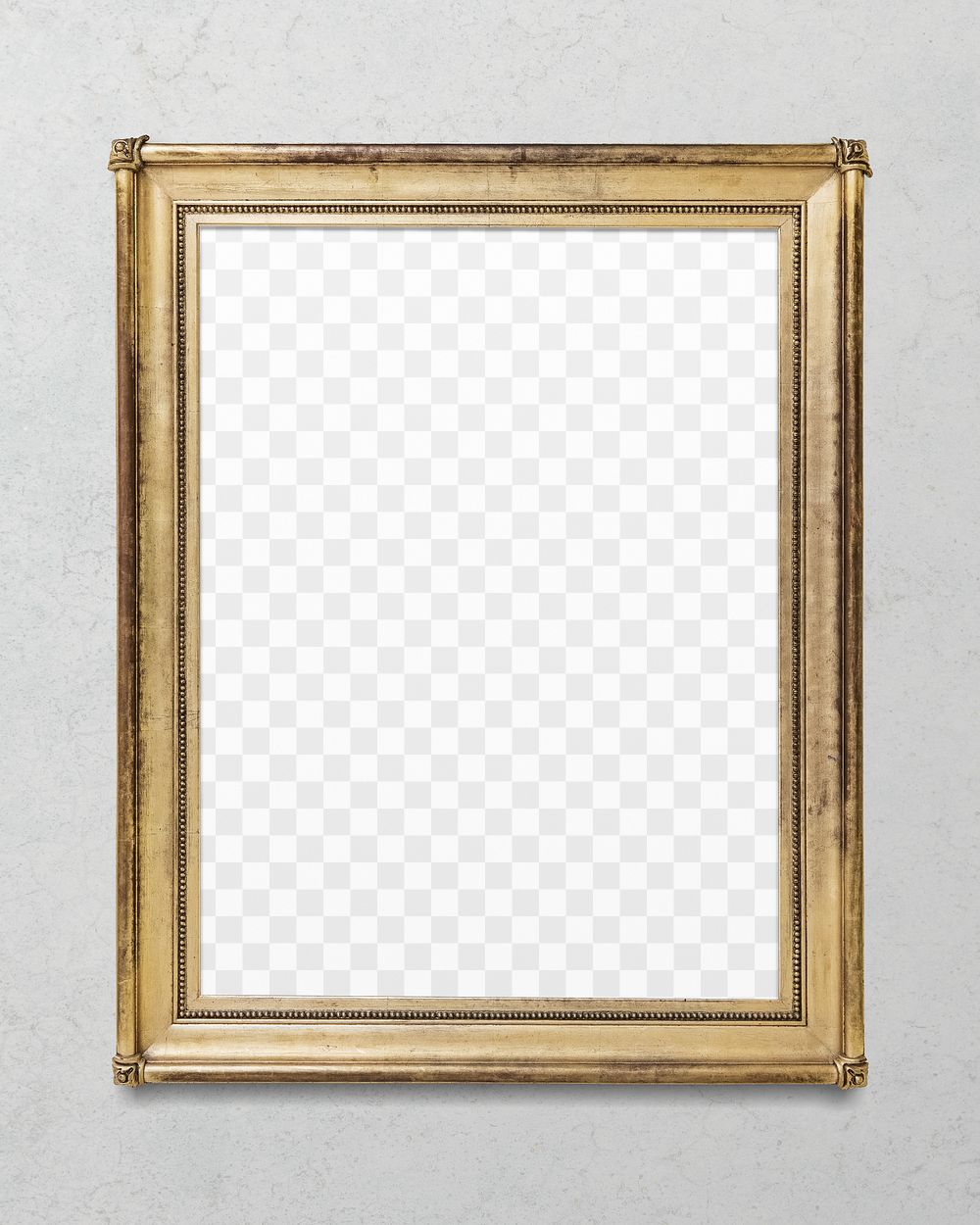 Gold picture frame png mockup, transparent design 