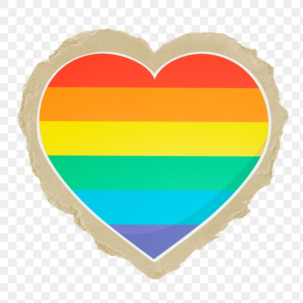 LGBTQ heart  png sticker, ripped paper, transparent background