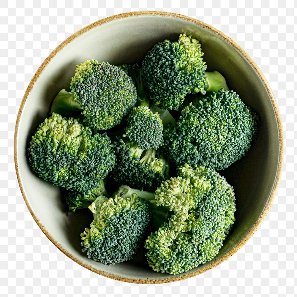 Broccoli bowl png sticker, vegetable, healthy food image, transparent background