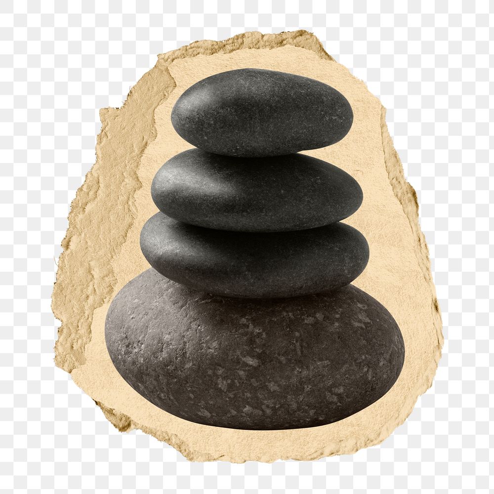 PNG stacked zen stones, collage element, transparent background