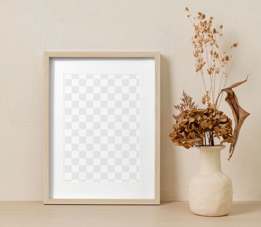 Picture frame png mockup, aesthetic home decor, transparent design