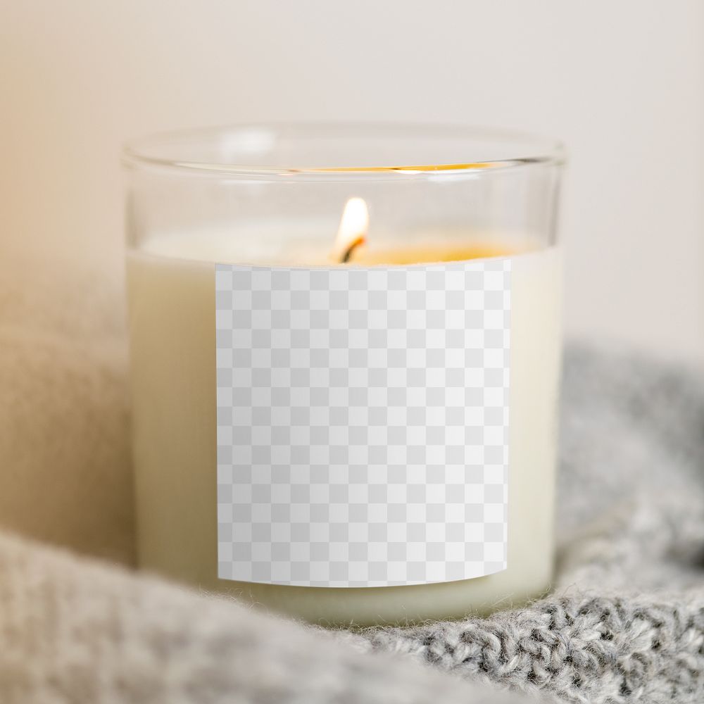 Candle label png mockup, transparent design