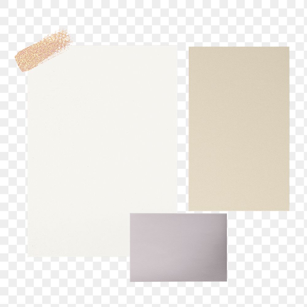 Png aesthetic mood board sticker, taped paper, transparent background