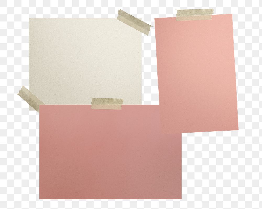 Png pink sticky notes sticker, taped paper, transparent background