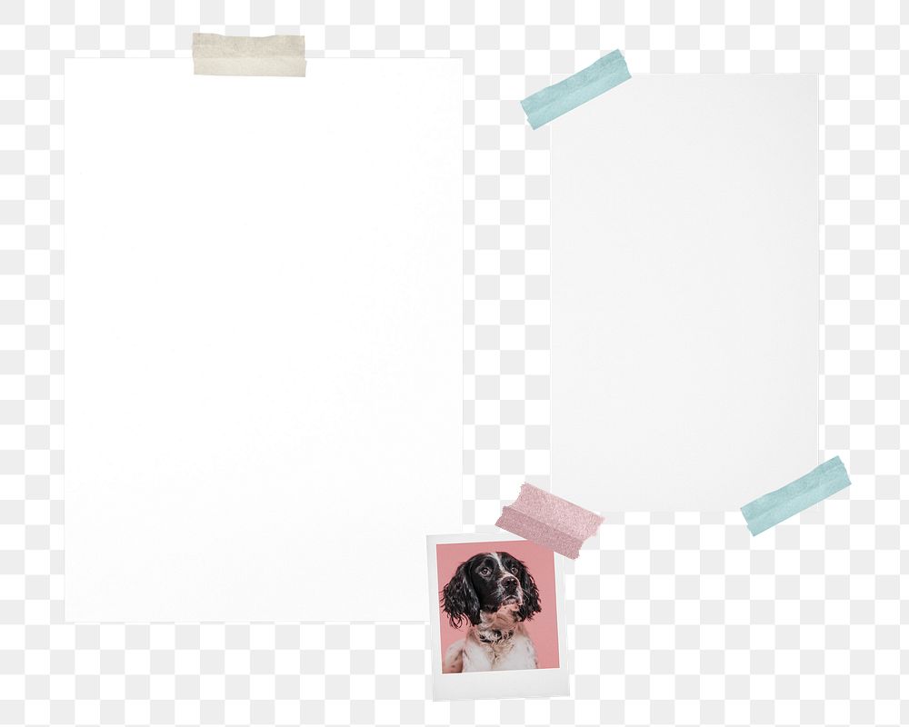 Png aesthetic mood board sticker, taped paper, transparent background