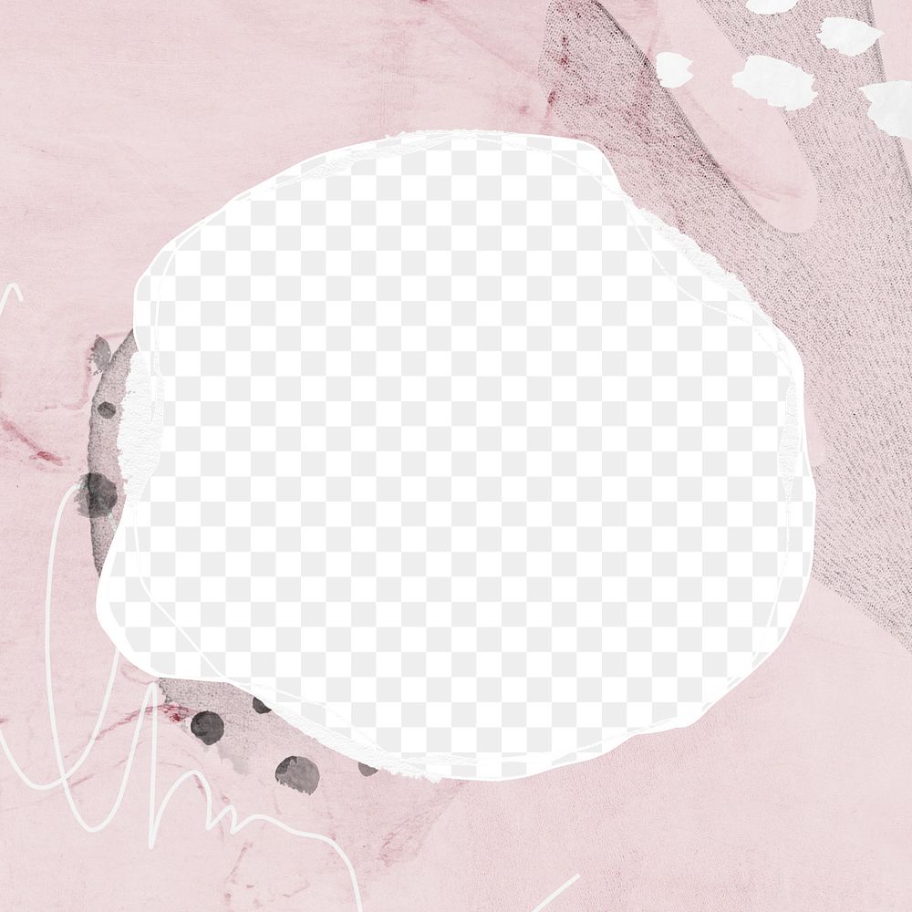 Light pink organic png frame, hand drawn shape, transparent background