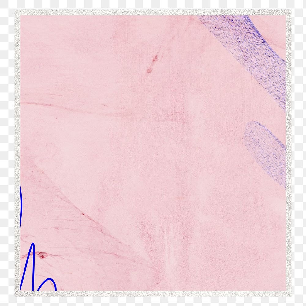 Square frame png pink Memphis brush stroke, transparent background