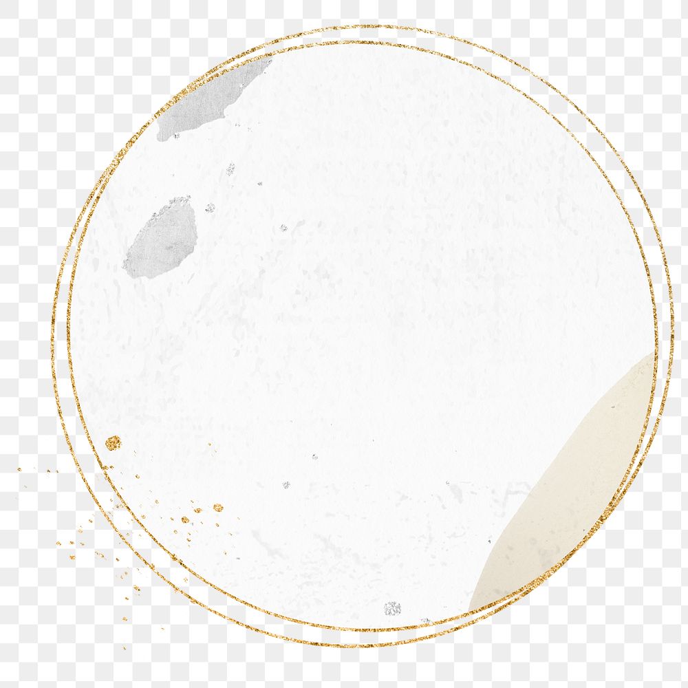 Png elegant circular frame beige, gold glitter, transparent background